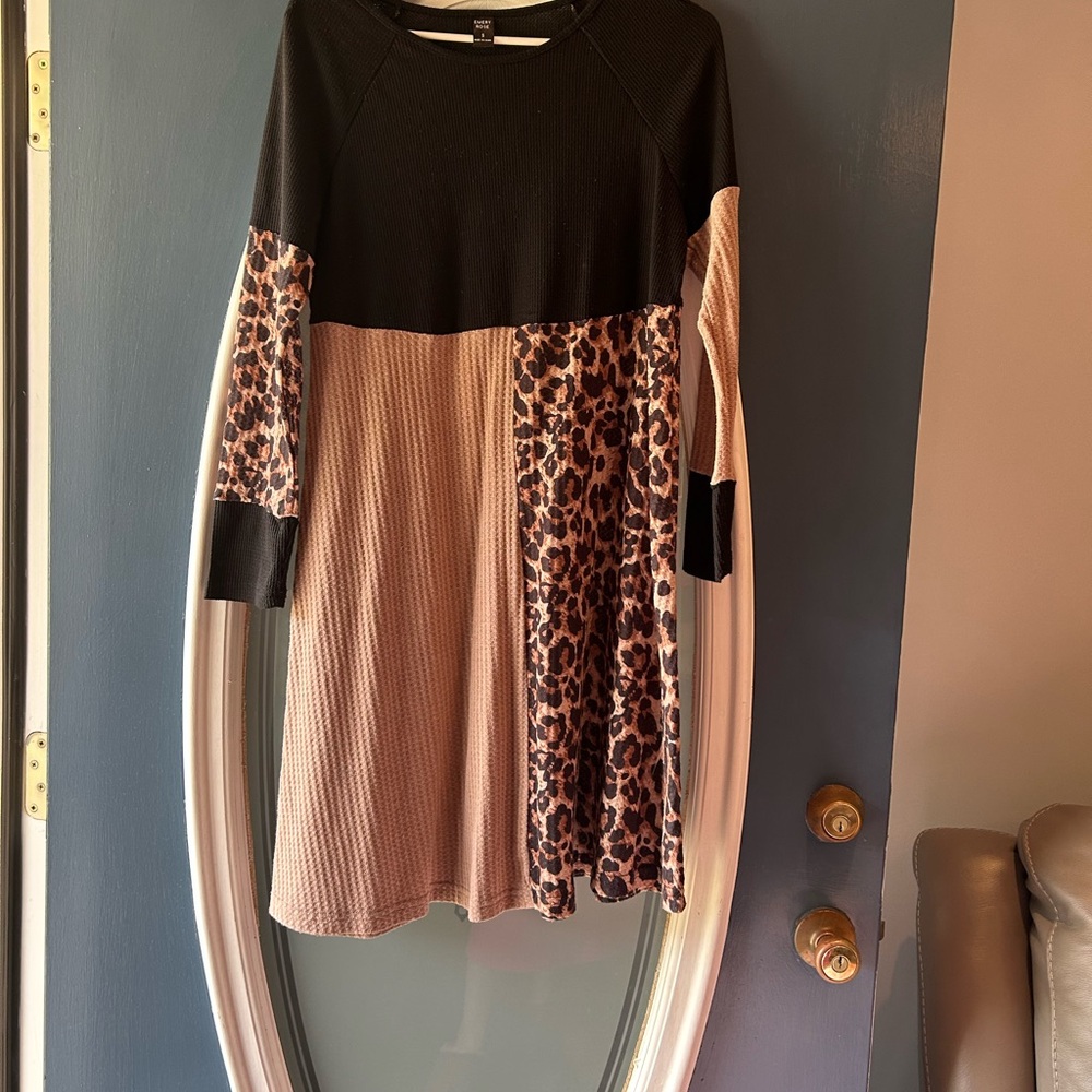 SHEIN Black and Leopard Print Dress